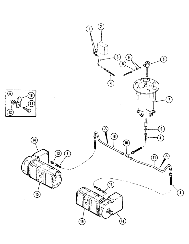 Схема запчастей Case 35 - (142) - DRIVE BRAKE TUBING (35) - HYDRAULIC SYSTEMS