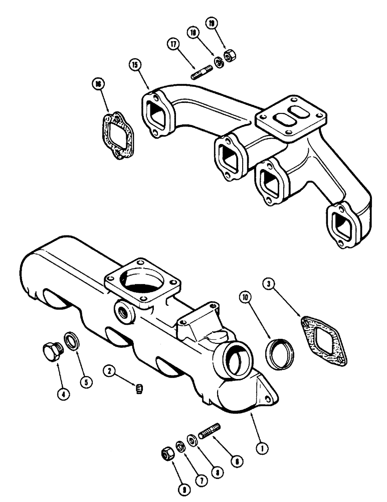 Схема запчастей Case 880B - (008) - MANIFOLDS, 336BDT DIESEL ENGINE, INTAKE MANIFOLD (01) - ENGINE