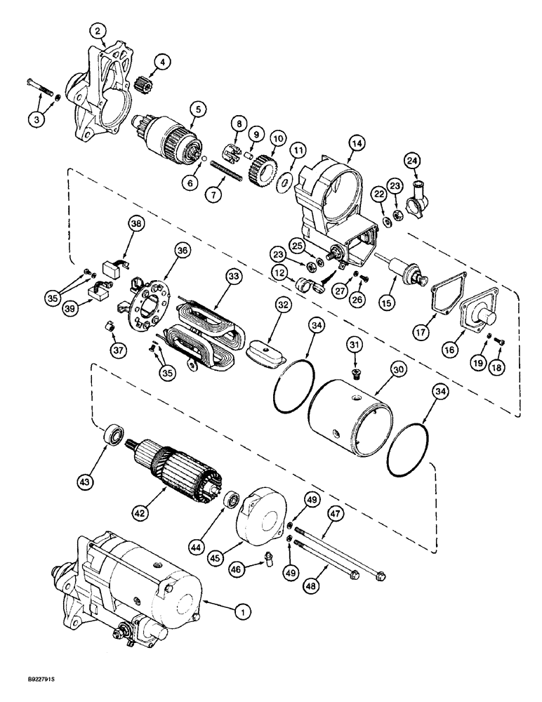 Схема запчастей Case 9030B - (4-04) - STARTER ASSEMBLY, 1987566C1 (04) - ELECTRICAL SYSTEMS