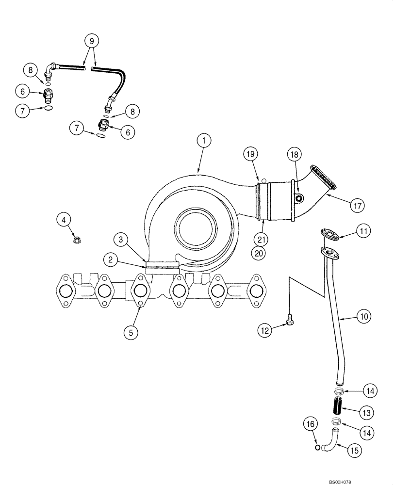 Схема запчастей Case CX290 - (02-10) - TURBOCHARGER SYSTEM (02) - ENGINE