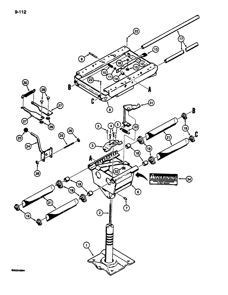 Схема запчастей Case 680L - (9-112) - SUSPENSION SEAT SUPPORT (09) - CHASSIS/ATTACHMENTS