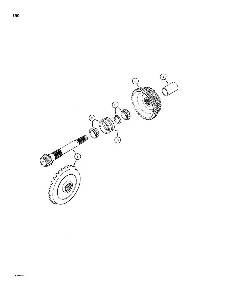 Схема запчастей Case 1150D - (190) - TRANSMISSION BEVEL PINION SHAFT AND GEAR (06) - POWER TRAIN