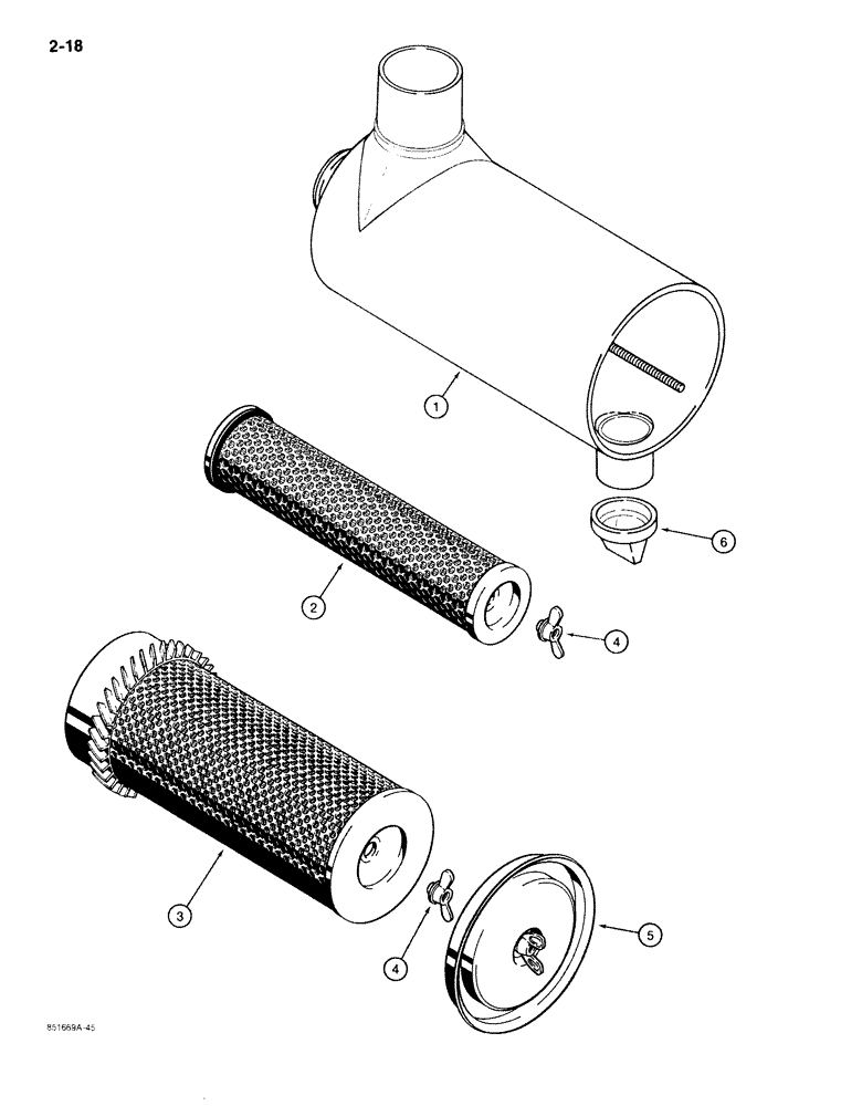 Схема запчастей Case 780C - (2-18) - A173852 AIR CLEANER (02) - ENGINE