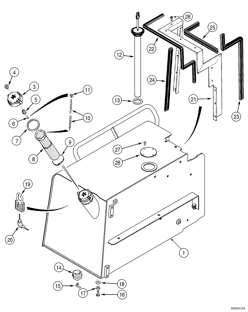 Схема запчастей Case 1150H_IND - (03-05) - FUEL TANK (03) - FUEL SYSTEM