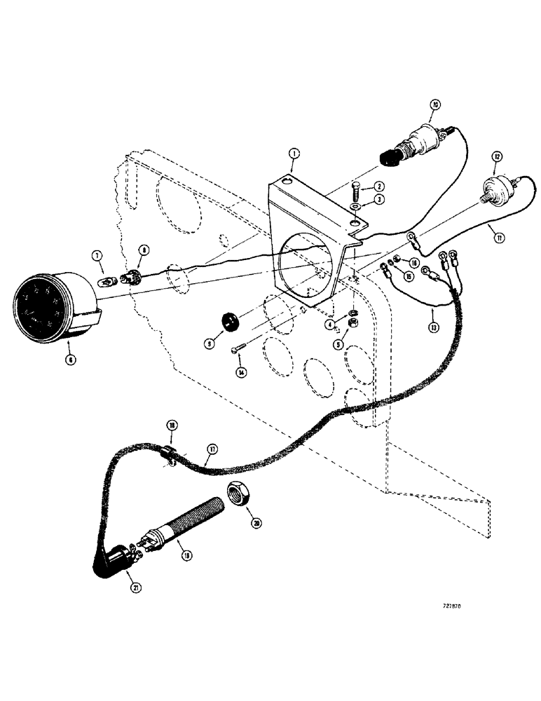 Схема запчастей Case 350 - (096) - INSTRUMENT PANEL, TACHOMETER AND WIRING (06) - ELECTRICAL SYSTEMS