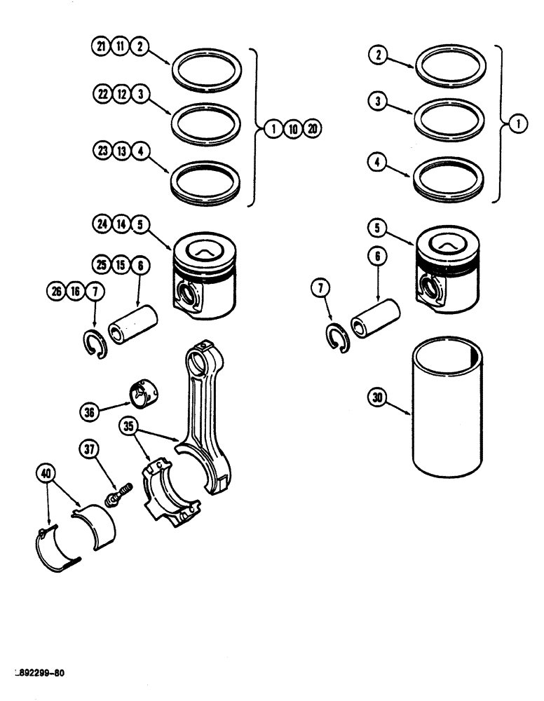 Схема запчастей Case 1088 - (046) - PISTONS (10) - ENGINE