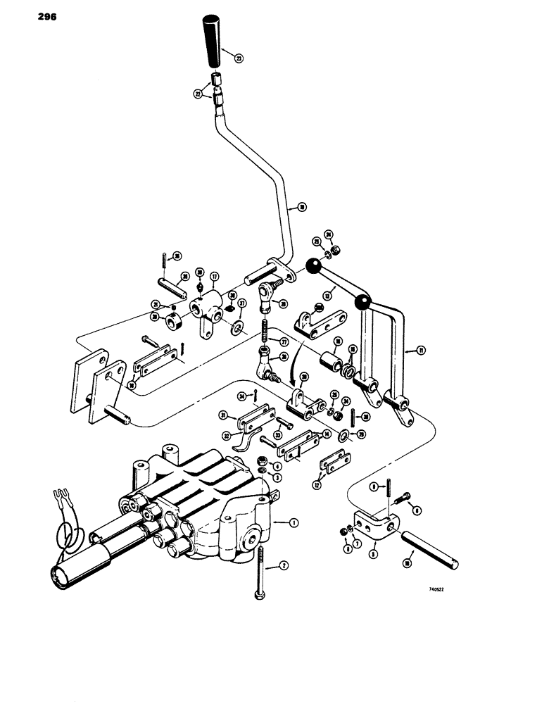 Схема запчастей Case 450 - (296) - FOUR SPOOL VALVES AND LEVERS, ALL VALVES HAVE PART NUMBER ON VALVE IDENTIFICATION PLATE (07) - HYDRAULIC SYSTEM