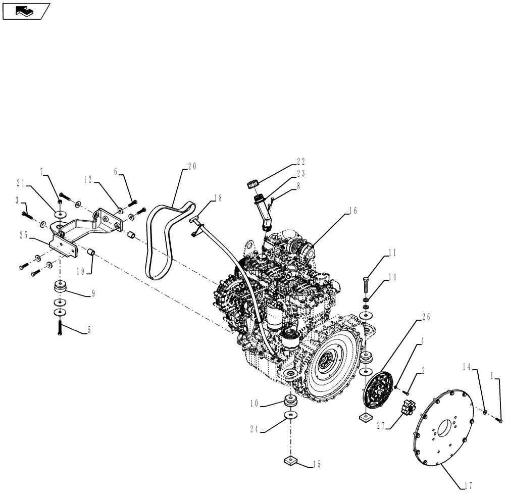 Схема запчастей Case 420 - (02-05) - ENGINE - MOUNTING AND THROTTLE, SERIES 3 (02) - ENGINE