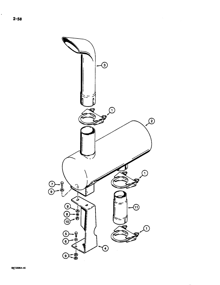 Схема запчастей Case W36 - (2-58) - EXHAUST SYSTEM (02) - ENGINE