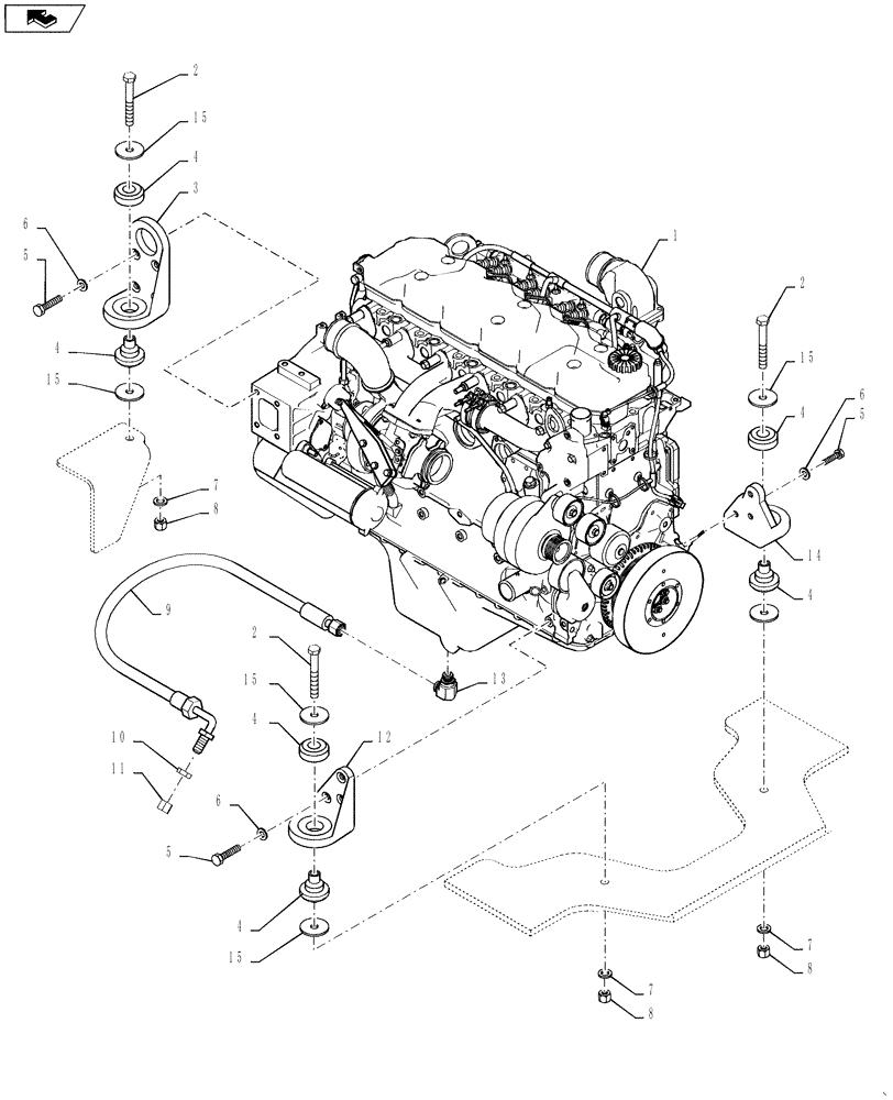 Схема запчастей Case 721F - (10.001.05) - ENGINE INSTALLATION (10) - ENGINE