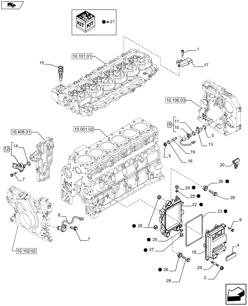 Схема запчастей Case F4HFE613U A005 - (55.640.01) - ELECTRONIC INJECTION (504092213) (55) - ELECTRICAL SYSTEMS