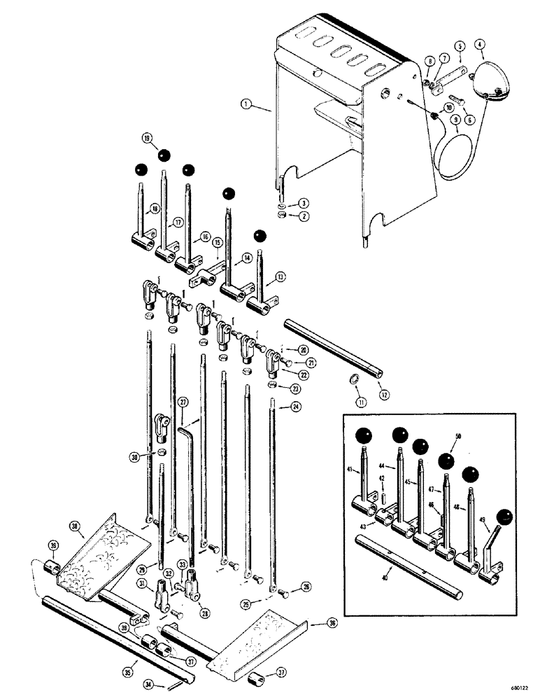 Схема запчастей Case 23 - (036) - BACKHOE CONTROL LEVERS AND LINKAGE 