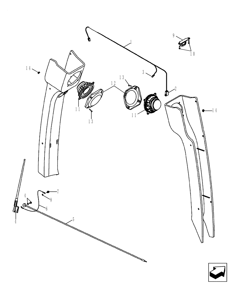 Схема запчастей Case 580SM - (55.510.08) - ANTENNA, RADIO - HARNESS, RADIO (55) - ELECTRICAL SYSTEMS