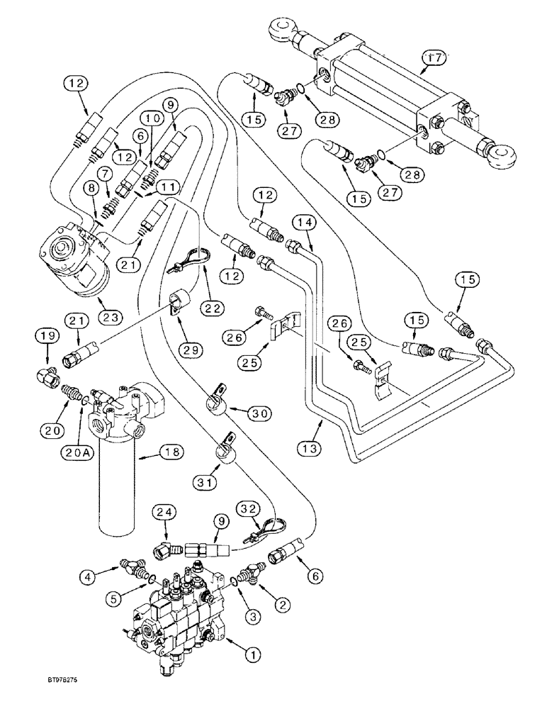 Схема запчастей Case 590L - (5-04) - STEERING HYDRAULIC CIRCUIT (05) - STEERING