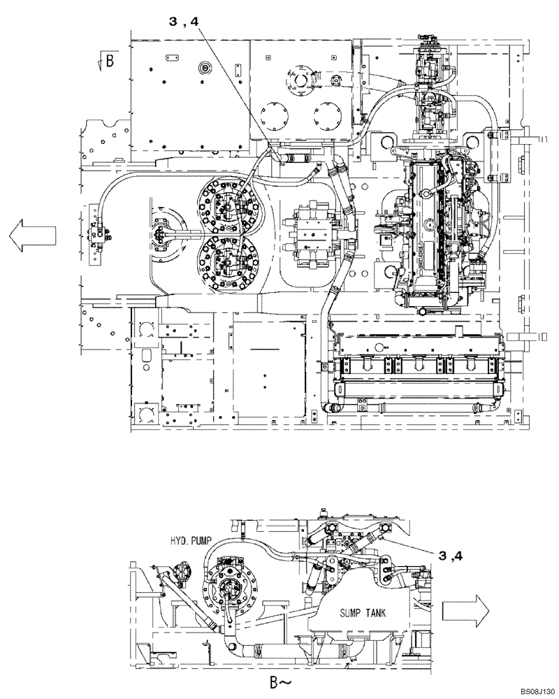 Схема запчастей Case CX800B - (08-57) - HYDRAULIC CIRCUIT - PLUG, BLANK-OFF (MULTI-PURPOSE+3WAY VALVE PEDAL) (08) - HYDRAULICS