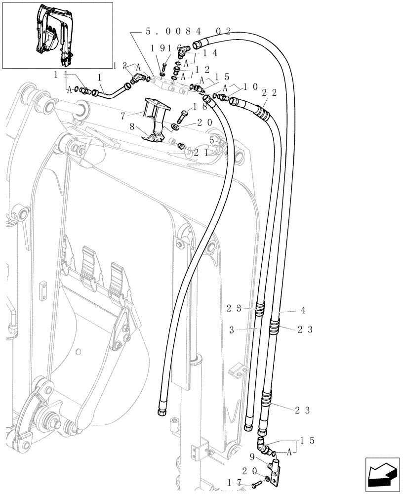 Схема запчастей Case CX16B - (5.0084[01]) - FALL PREVENTING SAFETY VALVE OF BOOM AND ARM - 747411010 (35) - HYDRAULIC SYSTEMS