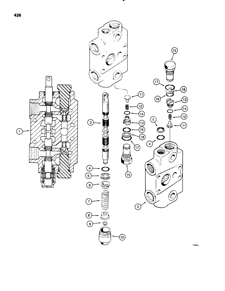 Схема запчастей Case 580E - (426) - BACKHOE CONTROL VALVE, DIPPER EXTENSION SECTION (08) - HYDRAULICS