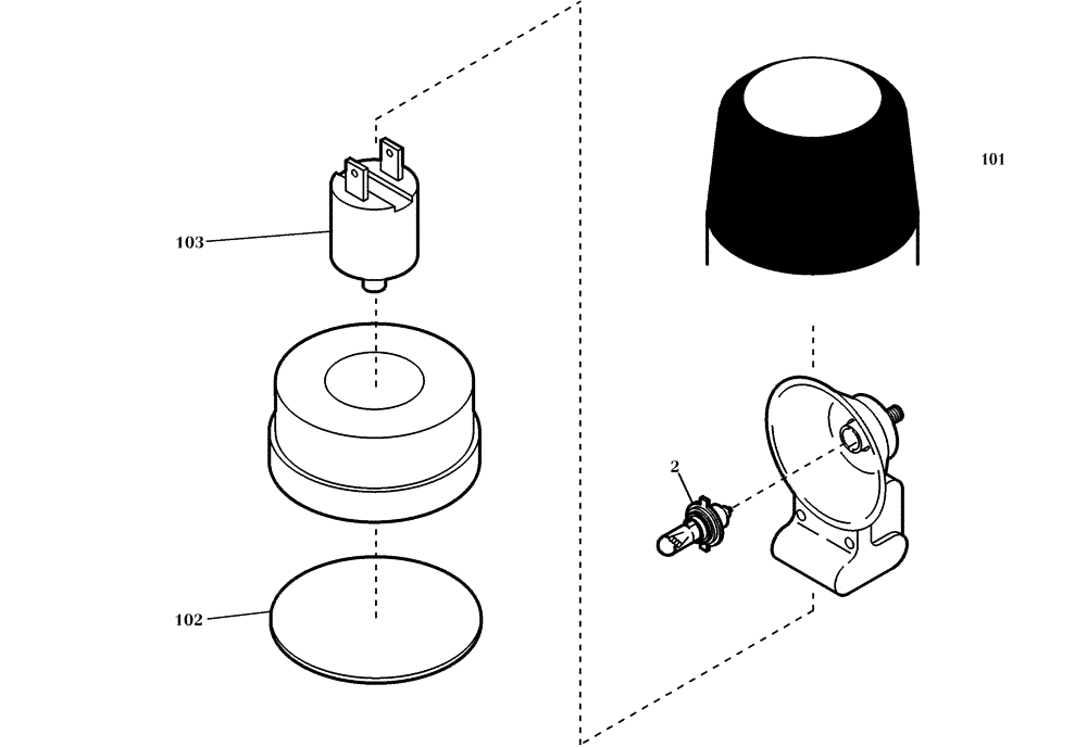 Схема запчастей Case 221D - (32.852[001]) - BEACON LIGHT (OPTION) (S/N 581101-UP) (55) - ELECTRICAL SYSTEMS