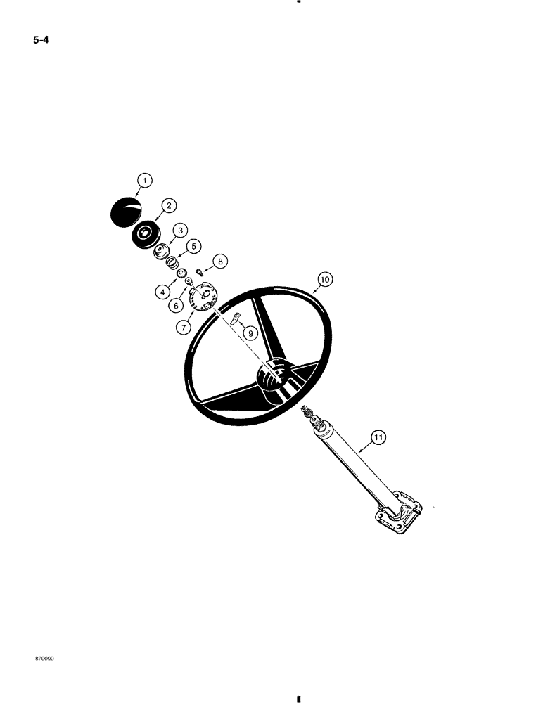 Схема запчастей Case 580K - (5-004) - STEERING WHEEL & COLUMN, SPECIAL PARTS USED ON MODELS WITH HORN W/O TILT/TELESCOPING STEERING COLUMN (05) - STEERING