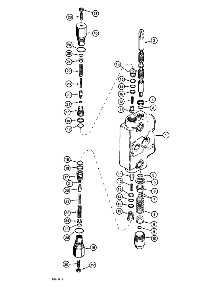 Схема запчастей Case 590SL - (8-112) - BACKHOE CONTROL VALVE, BUCKET SECTION (08) - HYDRAULICS