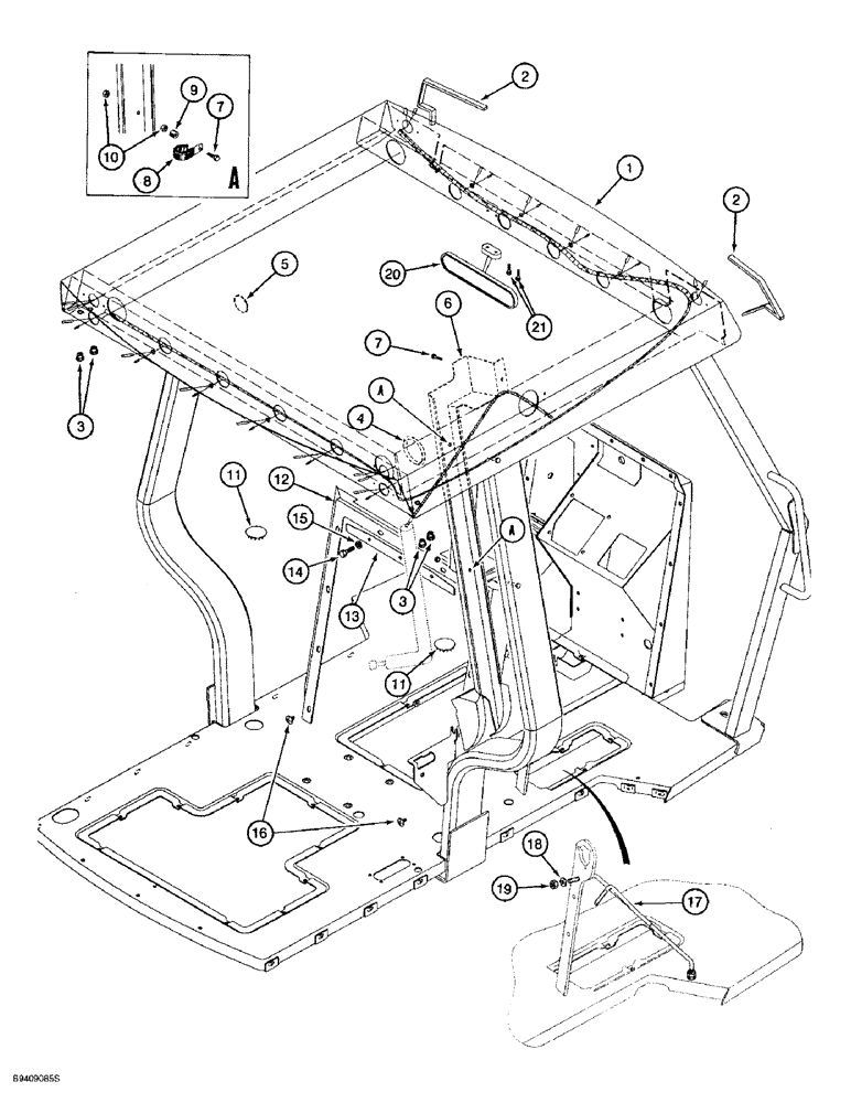 Схема запчастей Case 580SL - (9-130) - ROPS CANOPY/OPERATOR COMPARTMENT (09) - CHASSIS/ATTACHMENTS