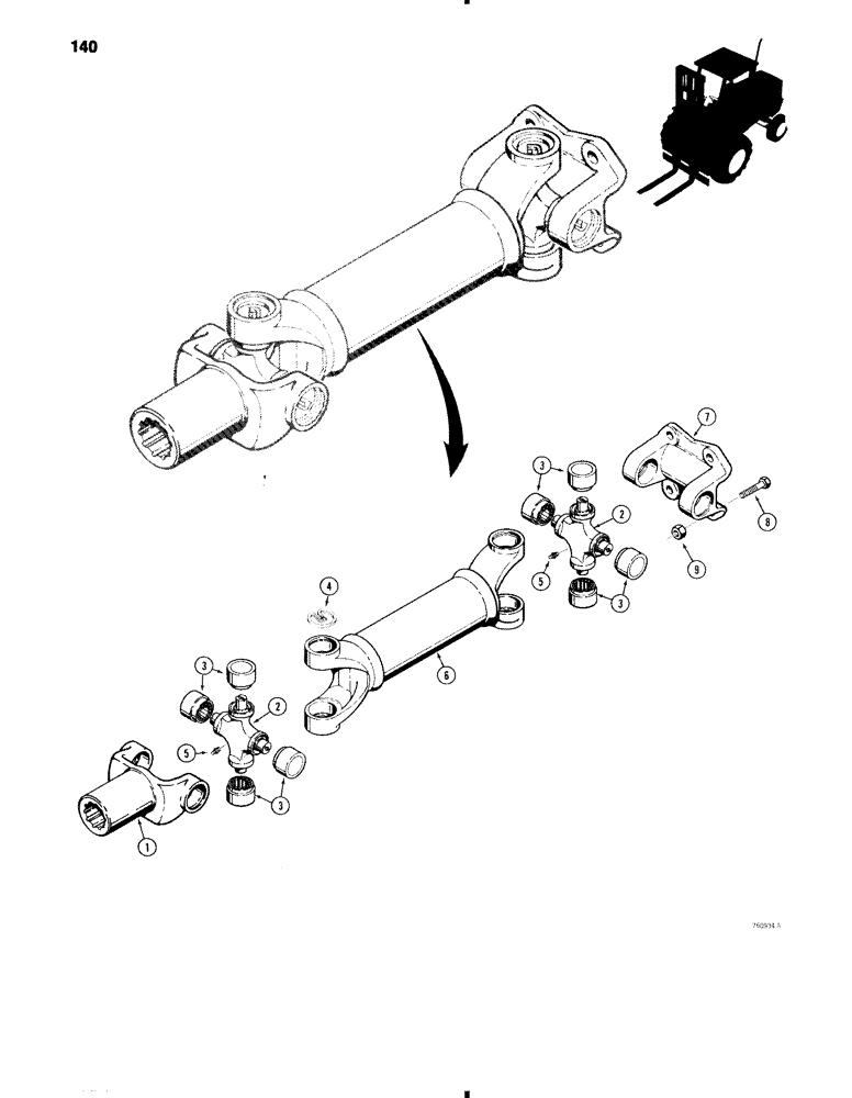 Схема запчастей Case 586C - (140) - DRIVE SHAFT (21) - TRANSMISSION