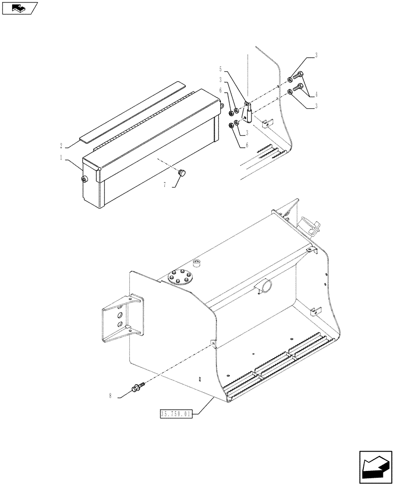 Схема запчастей Case 580SN WT - (88.100.01) - TANK, OIL - BOX, BATTERY AND TOOL (88) - ACCESSORIES