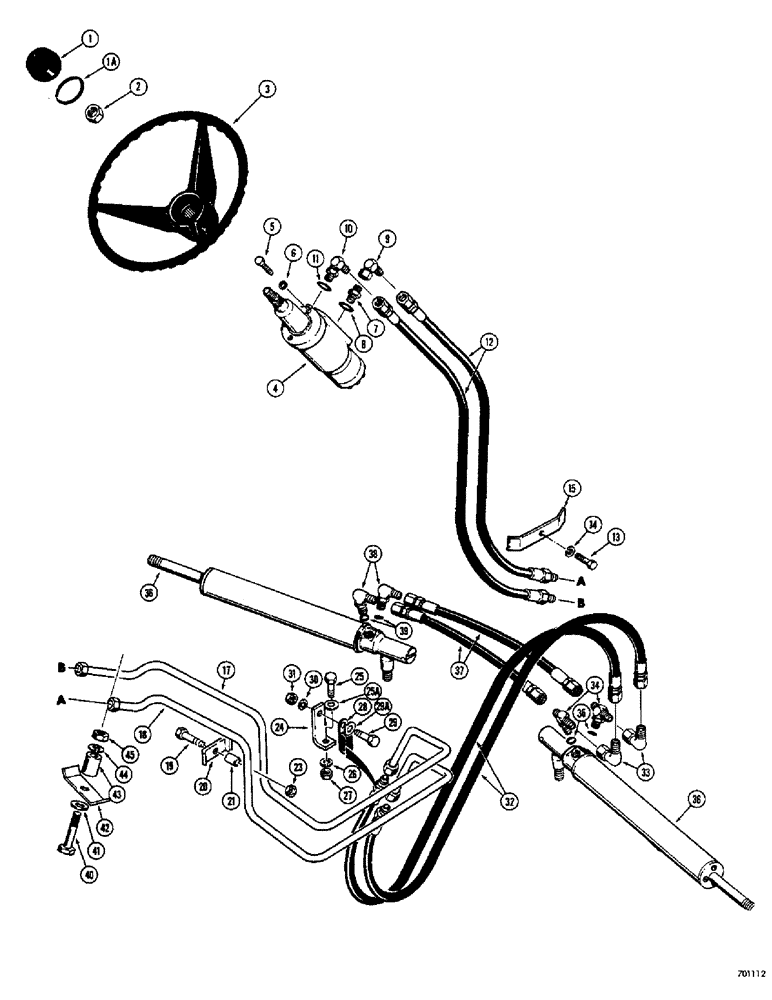 Схема запчастей Case 680CK - (106) - STEERING WHEEL AND STEERING CYLINDER HYDRAULICS (41) - STEERING