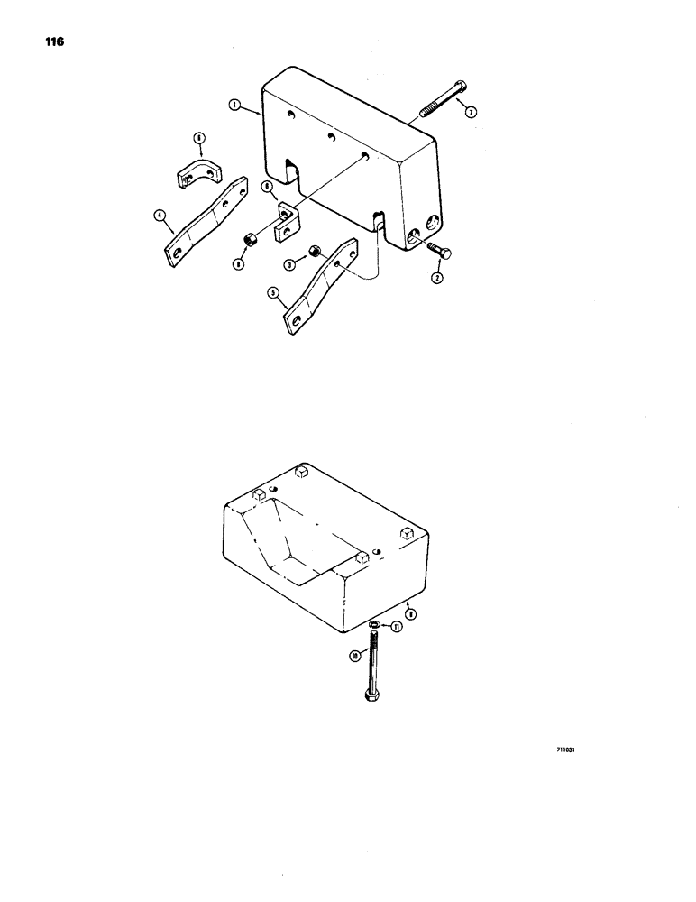 Схема запчастей Case 26S - (116) - COUNTERWEIGHT WITH BACKHOE REMOVED, FOR 480 AND 480 B TRACTORS 