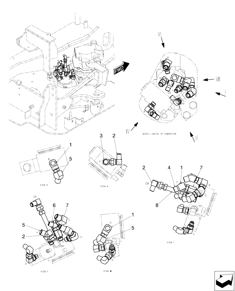 Схема запчастей Case CX17B - (01-023) - HYD LINES, SWIVEL (35) - HYDRAULIC SYSTEMS