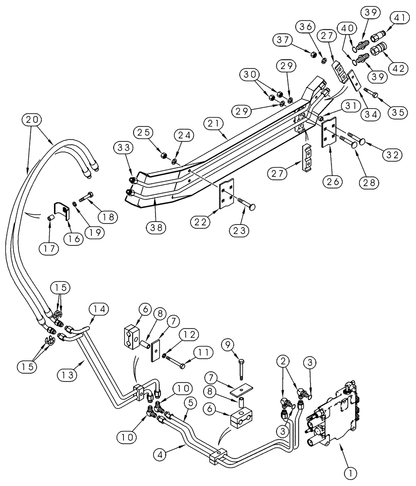 Схема запчастей Case 90XT - (08-06) - HYDRAULICS AUXILIARY SYSTEM, NORTH AMERICAN MODELS -JAF0320049, EUROPEAN MODELS -JAF0274261 (08) - HYDRAULICS