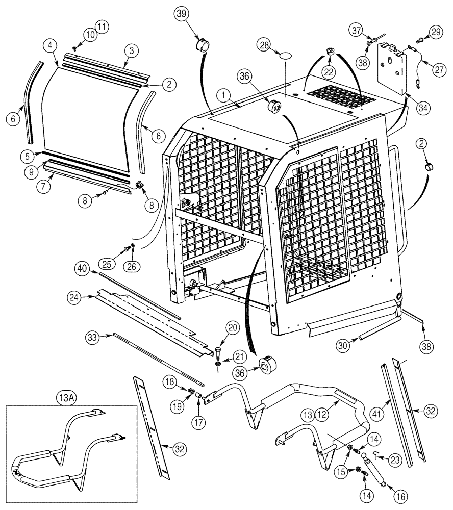 Схема запчастей Case 90XT - (09-36) - CANOPY, ROPS FRAME AND SEAT BAR MODELS WITH FLOOR HEATER AND MODELS WITHOUT HEATER (09) - CHASSIS