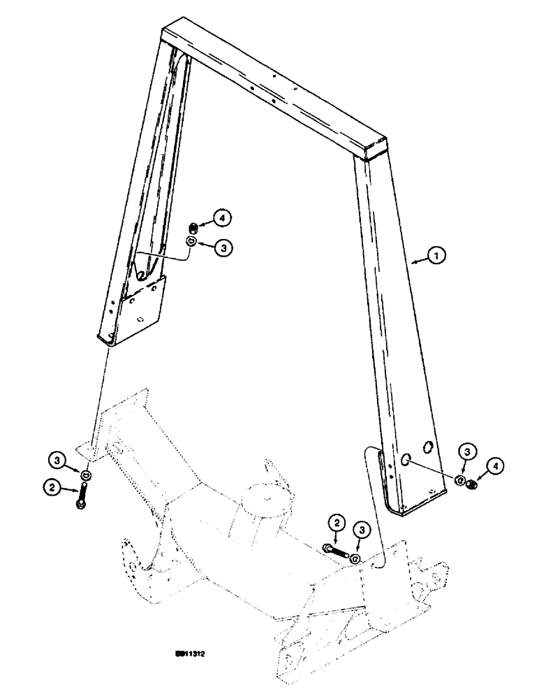 Схема запчастей Case 660 - (9-012) - ROLL OVER PROTECTIVE STRUCTURE (09) - CHASSIS/ATTACHMENTS