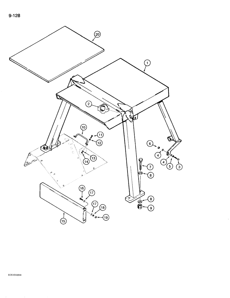 Схема запчастей Case 780D - (9-128) - ROPS CANOPY AND REAR CLOSURE PANEL (09) - CHASSIS/ATTACHMENTS