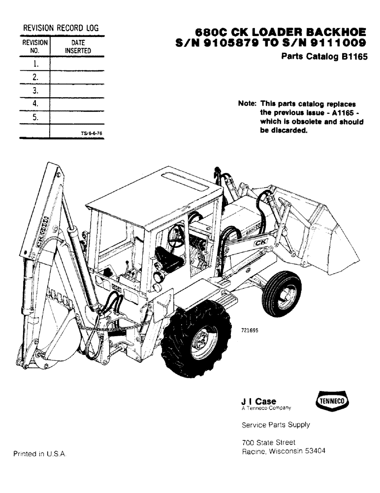 Схема запчастей Case 680CK - (001) - 680 CK LOADER BACKHOE, S/N 9105879 TO S/N 9111009 (05) - SERVICE & MAINTENANCE