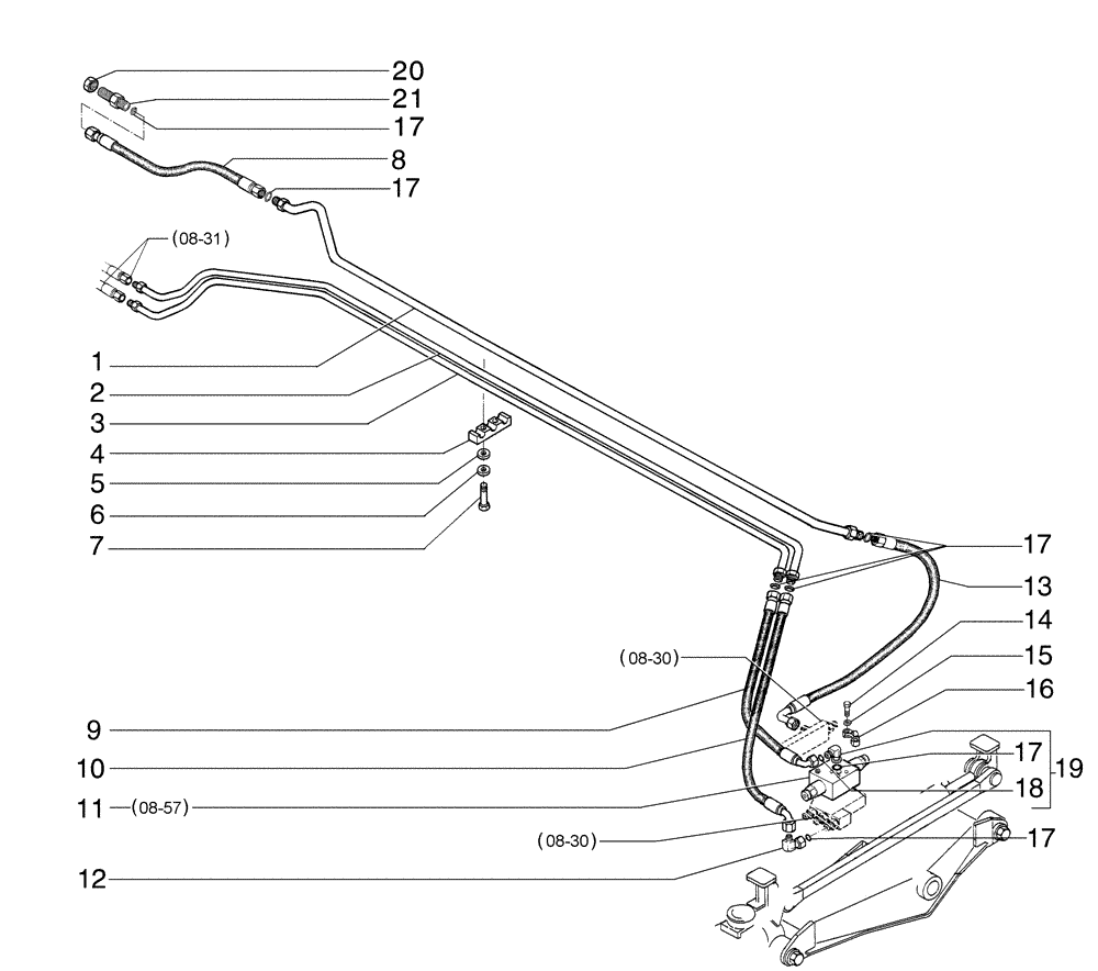 Схема запчастей Case 885B AWD - (08-29[01]) - FRONT WHEEL DRIVE HYDRAULIC CIRCUIT (08) - HYDRAULICS