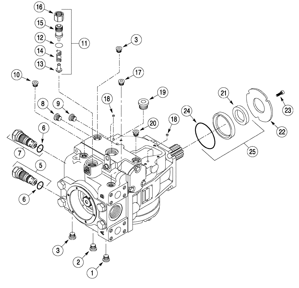 Схема запчастей Case 960 - (06-04) - PUMP ASSY, TANDEM (06) - POWER TRAIN