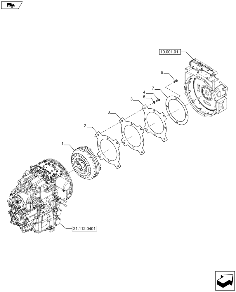 Схема запчастей Case 590SN - (21.700.0101[01]) - VAR - 423058 - STANDARD TRANSMISSION - TORQUE CONVERTER - CLUTCH - C7283 (21) - TRANSMISSION