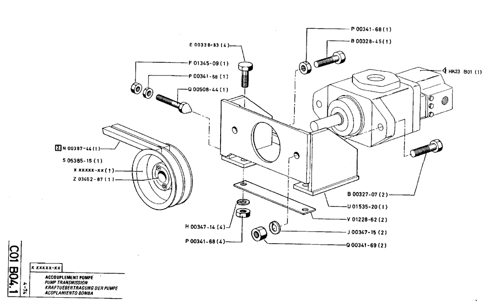 Схема запчастей Case TY45 - (C01 B04.1) - PUMP TRANSMISSION (03) - TRANSMISSION