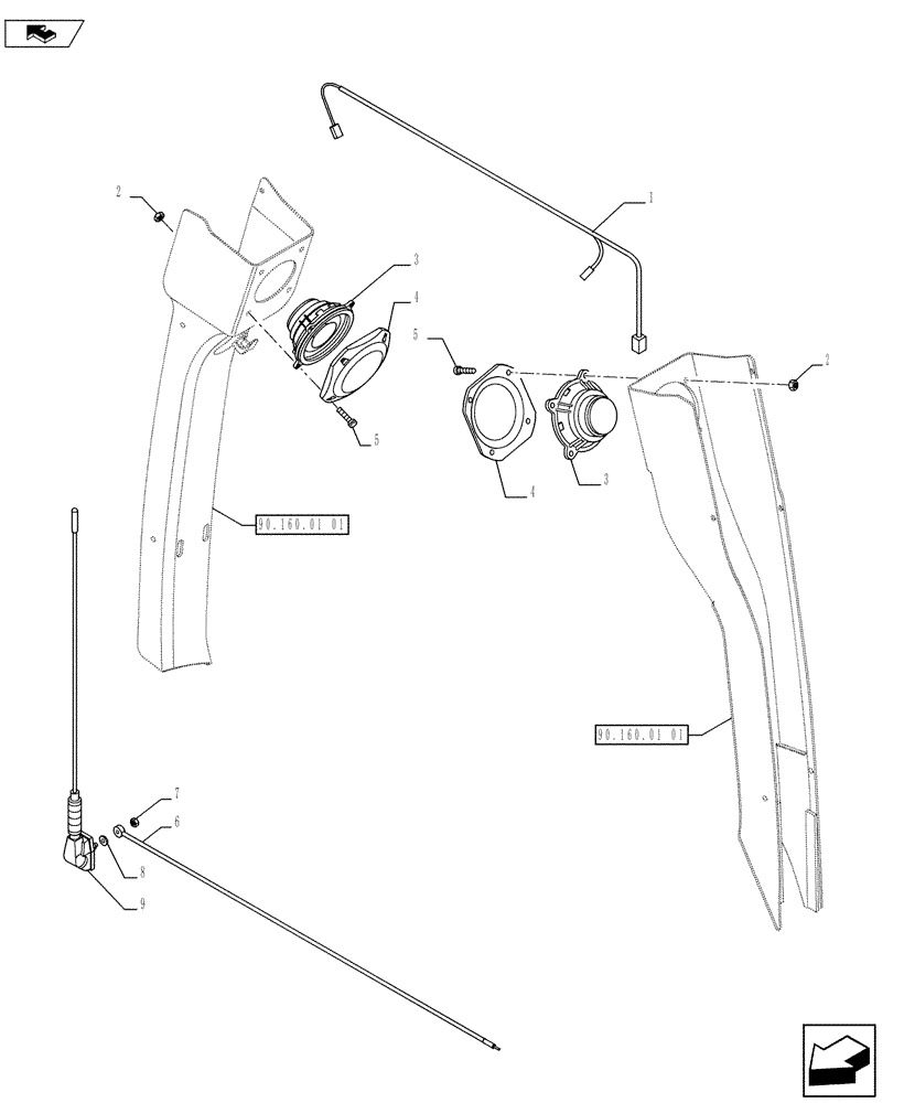 Схема запчастей Case 590SN - (55.512.29[01]) - VAR - 442083 - HARNESS - RADIO INSTALLATION (55) - ELECTRICAL SYSTEMS