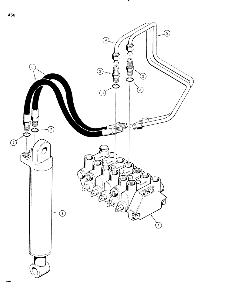 Схема запчастей Case SD100 - (450) - STANDARD BACKFILL BLADE LIFT HYDRAULIC CIRCUIT, USED WITH H560292 BACKHOE VALVE ONLY (35) - HYDRAULIC SYSTEMS