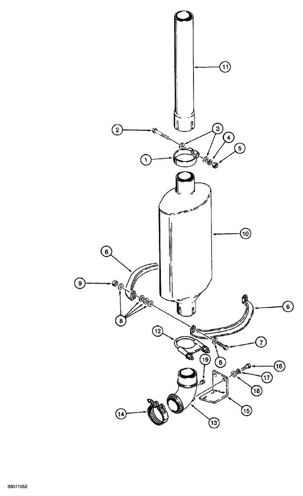 Схема запчастей Case 850G - (2-18) - MUFFLER MOUNTING AND EXHAUST PARTS (01) - ENGINE