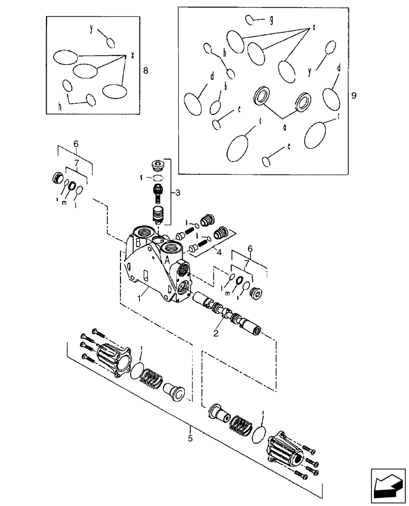 Схема запчастей Case 580SM - (35.150.11[01]) - VALVE SECTION - EXTENDABLE DIPPER (WITH PILOT CONTROLS) (580SM) (35) - HYDRAULIC SYSTEMS