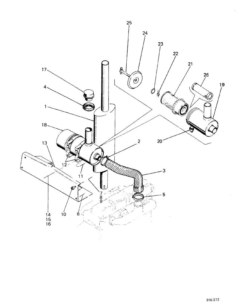 Схема запчастей Case 580F - (053C) - AIR CLEANER AND MUFFLER, STARTING WITH NO 3.738.056 (10) - ENGINE