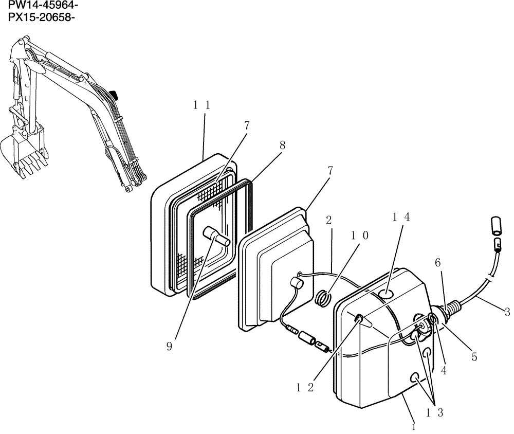 Схема запчастей Case CX31B - (216-01[1]) - LIGHT ASSEMBLY (00) - GENERAL & PICTORIAL INDEX