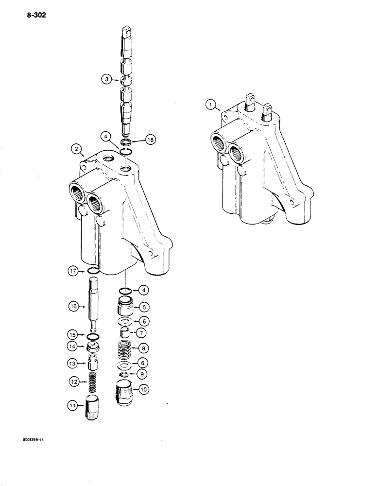 Схема запчастей Case 680K - (8-302) - STABILIZER CONTROL VALVE (08) - HYDRAULICS