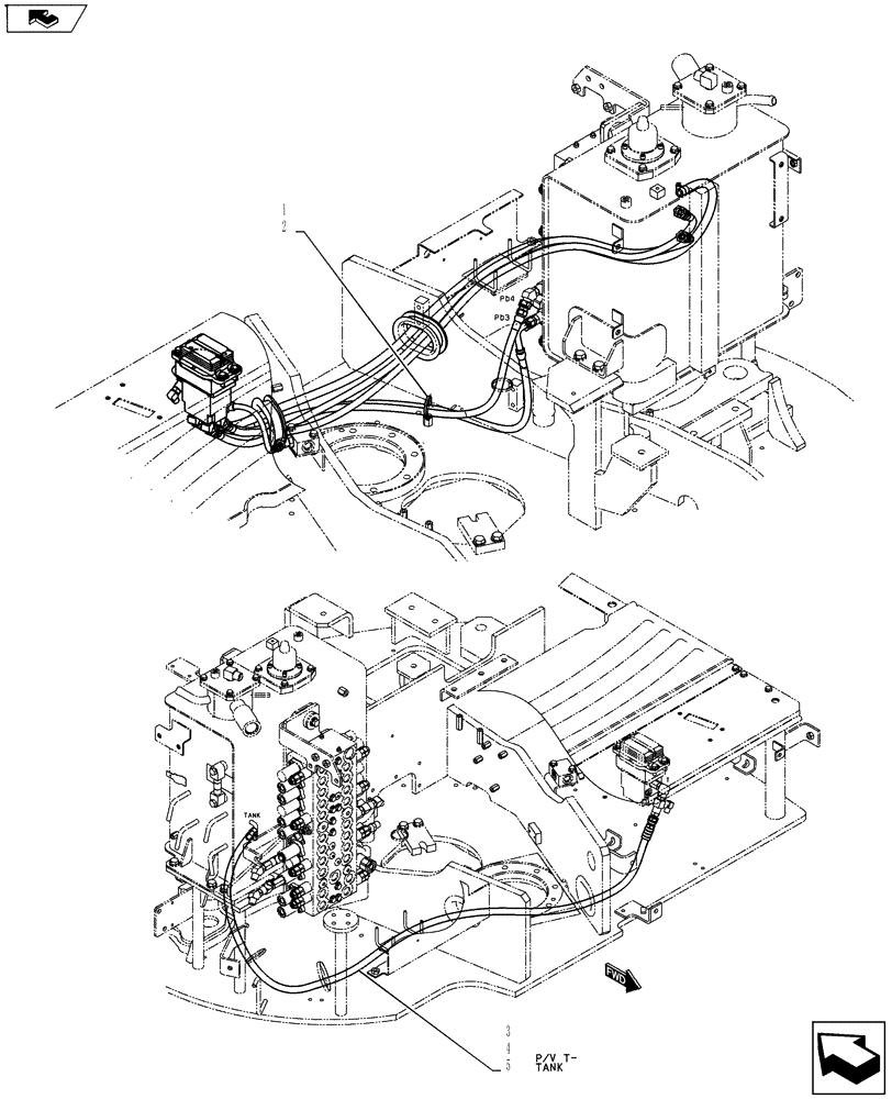 Схема запчастей Case CX55BMSR - (01-038[02]) - CONTROL LINES, PROPEL (35) - HYDRAULIC SYSTEMS