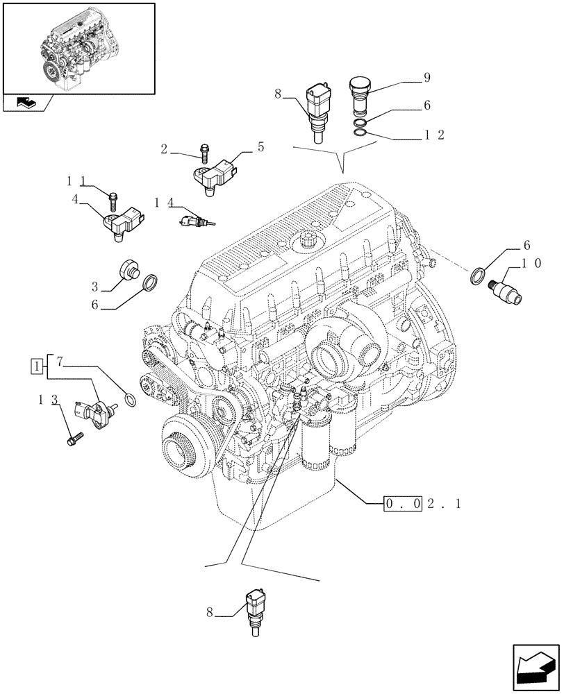 Схема запчастей Case F3BE0684N E904 - (0.17.1) - MOTOR SENSORS (504228090 - 504140450) 