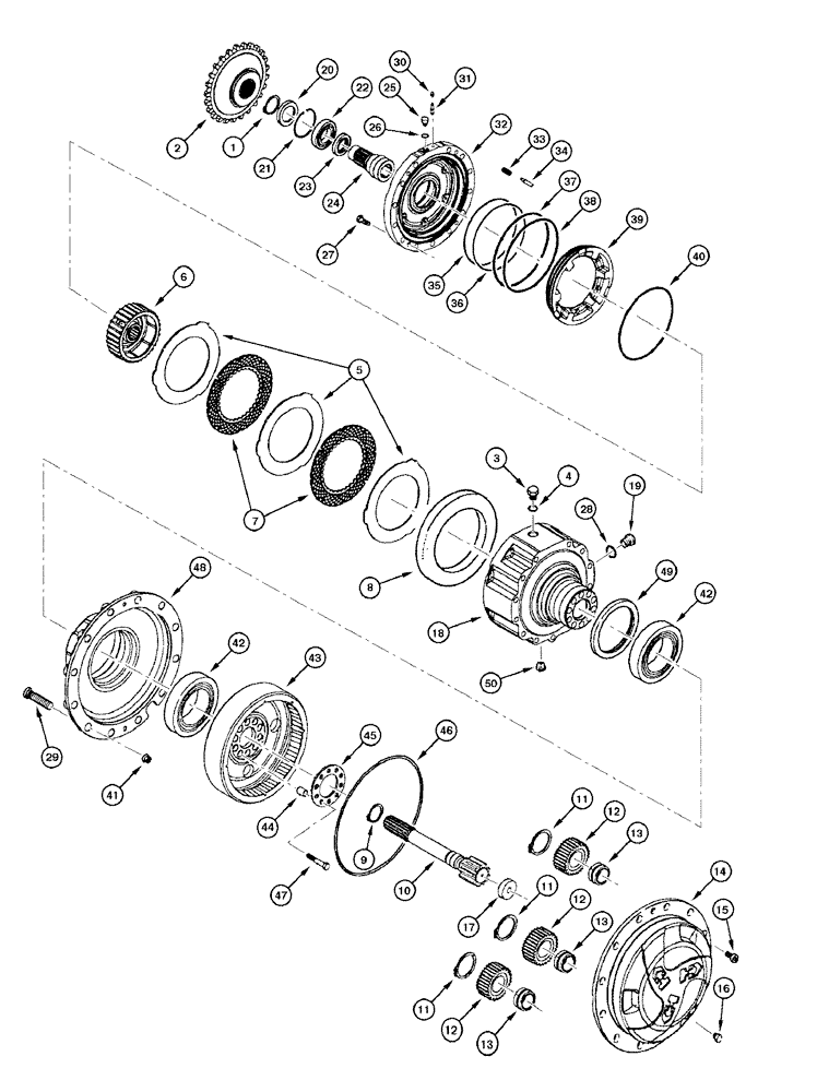 Схема запчастей Case 865 DHP - (6-068) - REAR AXLE CLARK - PLANETARY REDUCTION AND SERVICE BRAKE (06) - POWER TRAIN