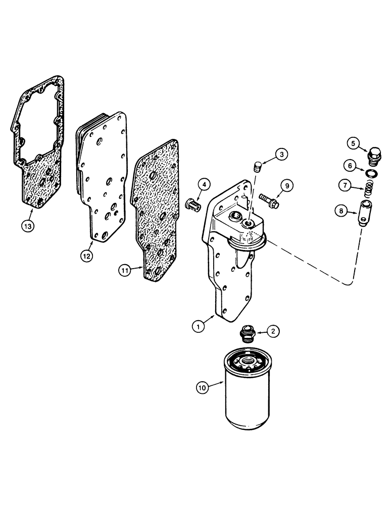 Схема запчастей Case 845 - (02-32[01]) - LUBRICATING OIL FILTER AND COOLER (02) - ENGINE